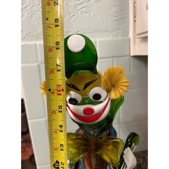 This is a vintage Murano art glass clown figurine holding a guitar 18.5" tall - Picture 7 of 7